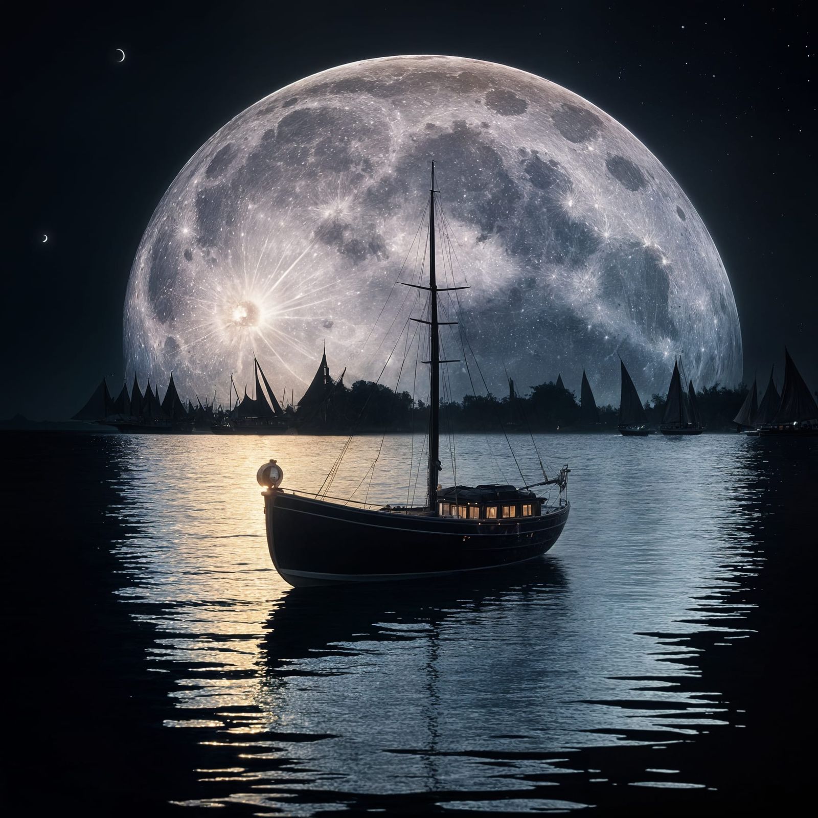 Double Moon Reflection Over a Mirror Ocean