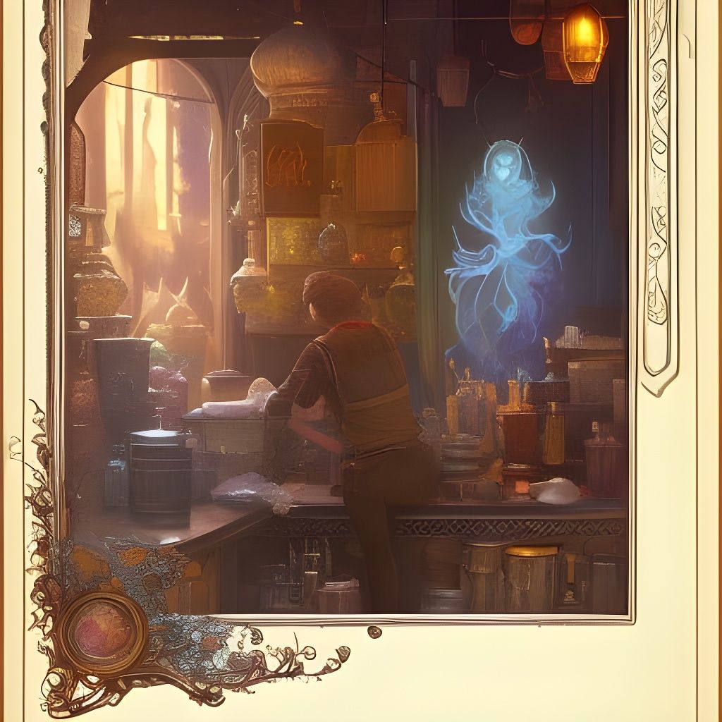 Fantasy Elf Merchant Portrait in Digital Art Style