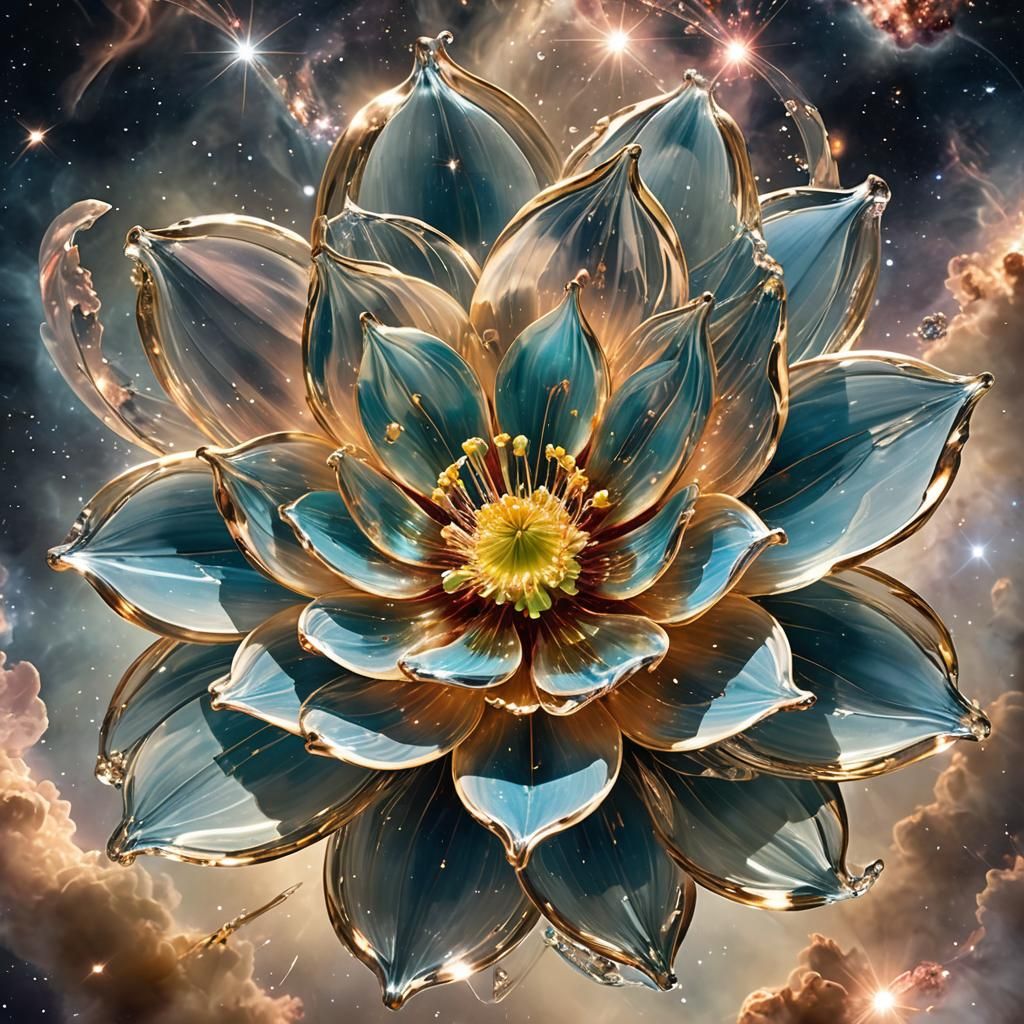 Glass Flower Drifting in Nebula Clouds