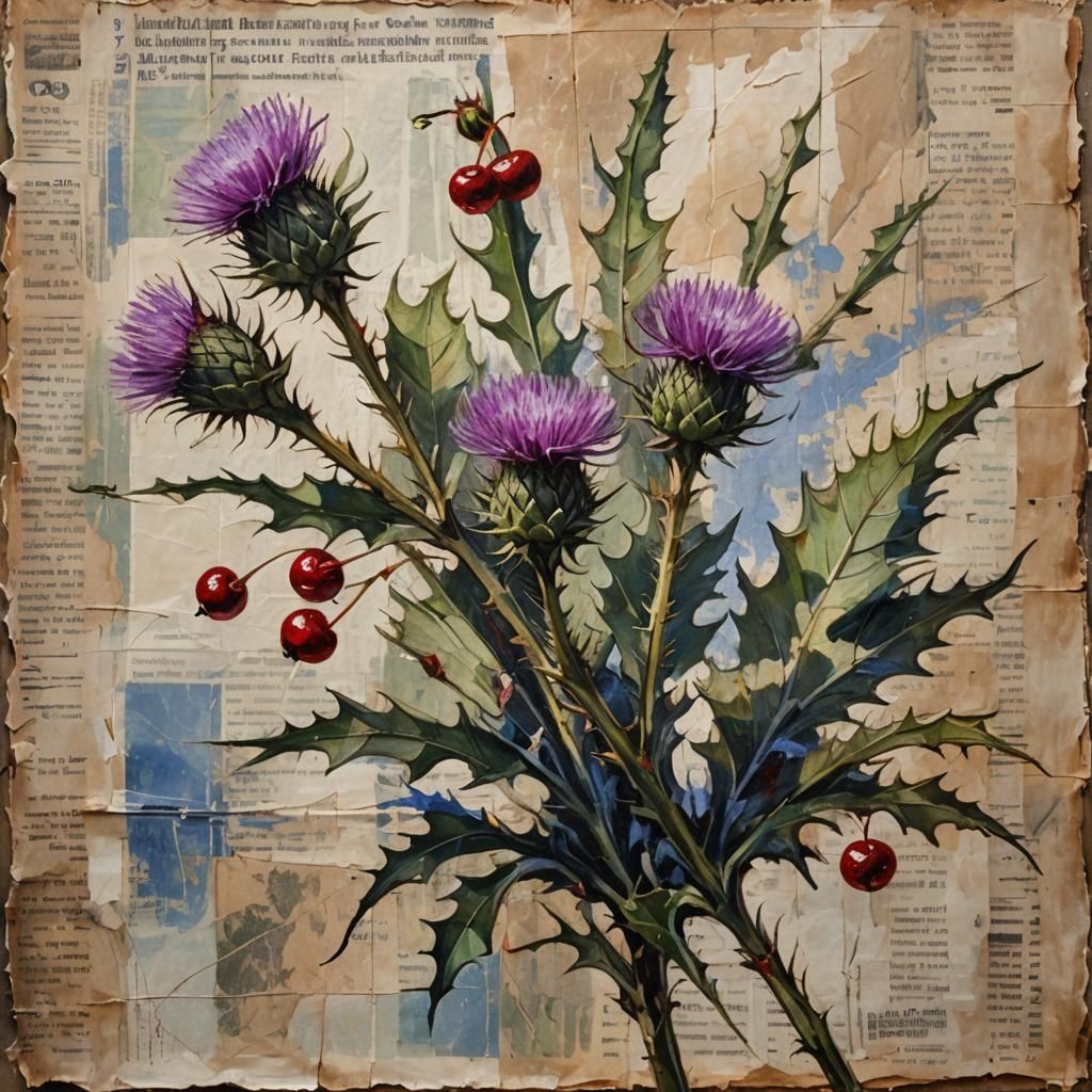 Impressionist Still Life with Thistle and Flowers