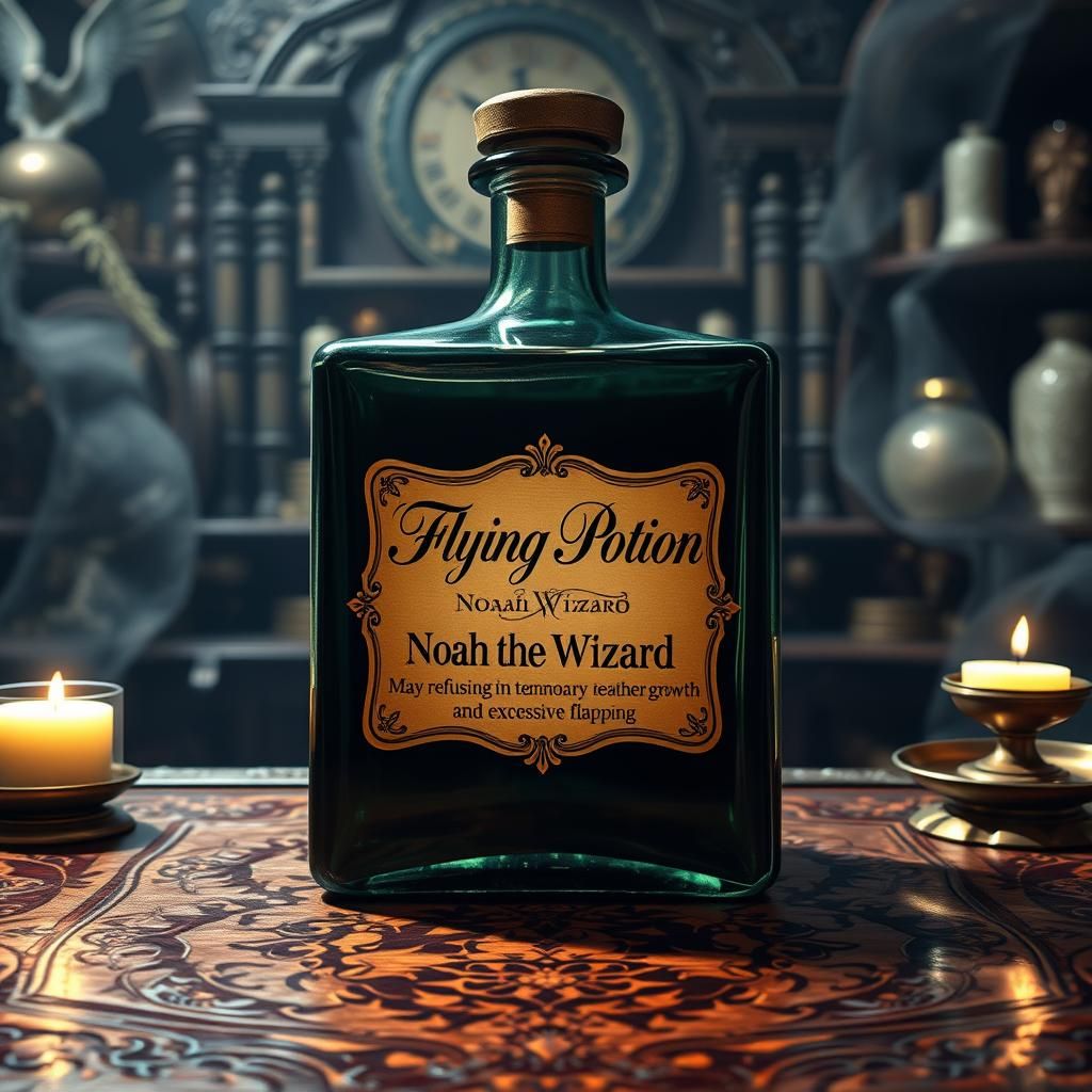 Flying Potion in Dark Apothecary, Fantasy Art