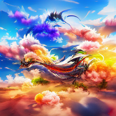 Majestic Dragon Soaring Through Mystical Landscape