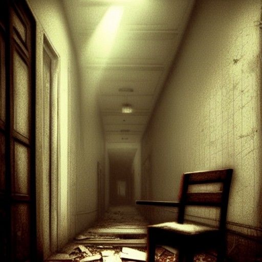 Ominous Wooden Chair in Abandoned Asylum
