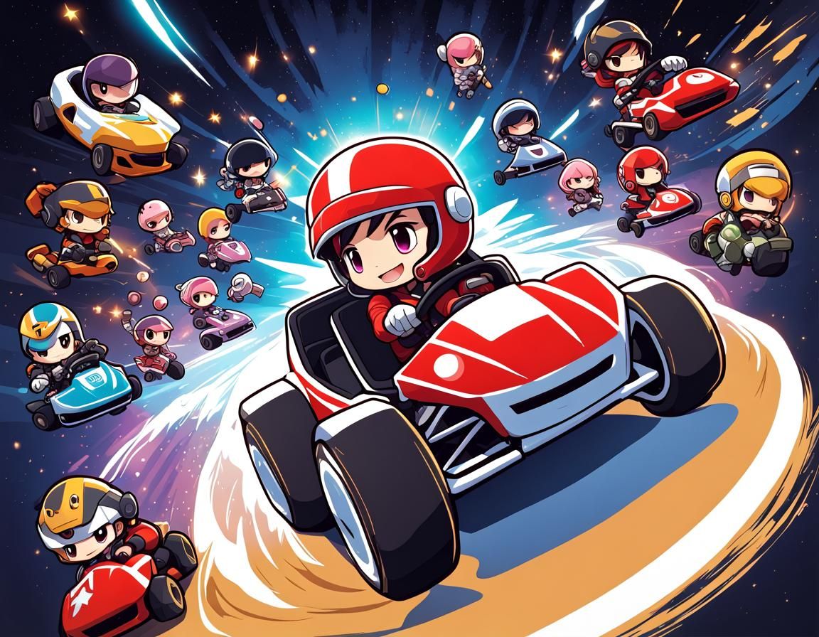 Chibi Kart Driver in Joyful Kawaii Videogame