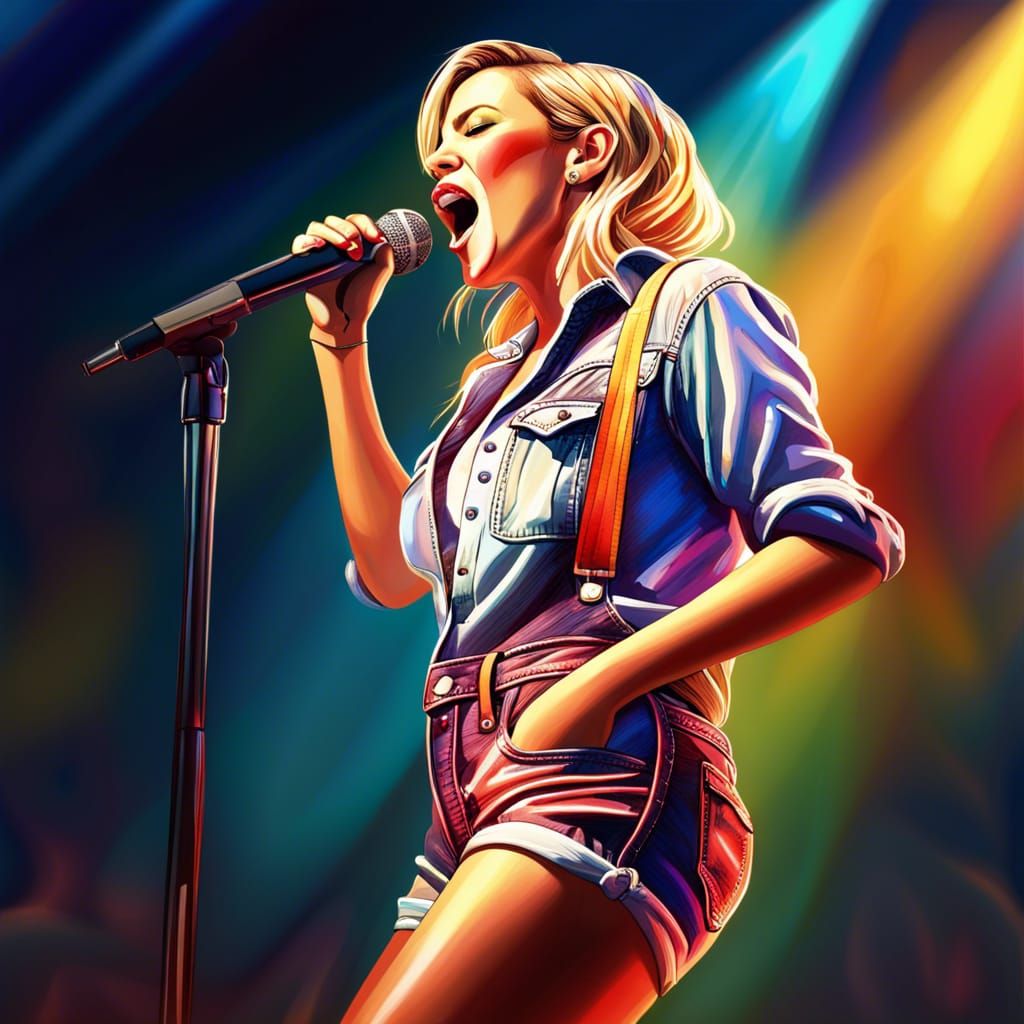 Hyperrealistic Country Singer on Stage in Concert