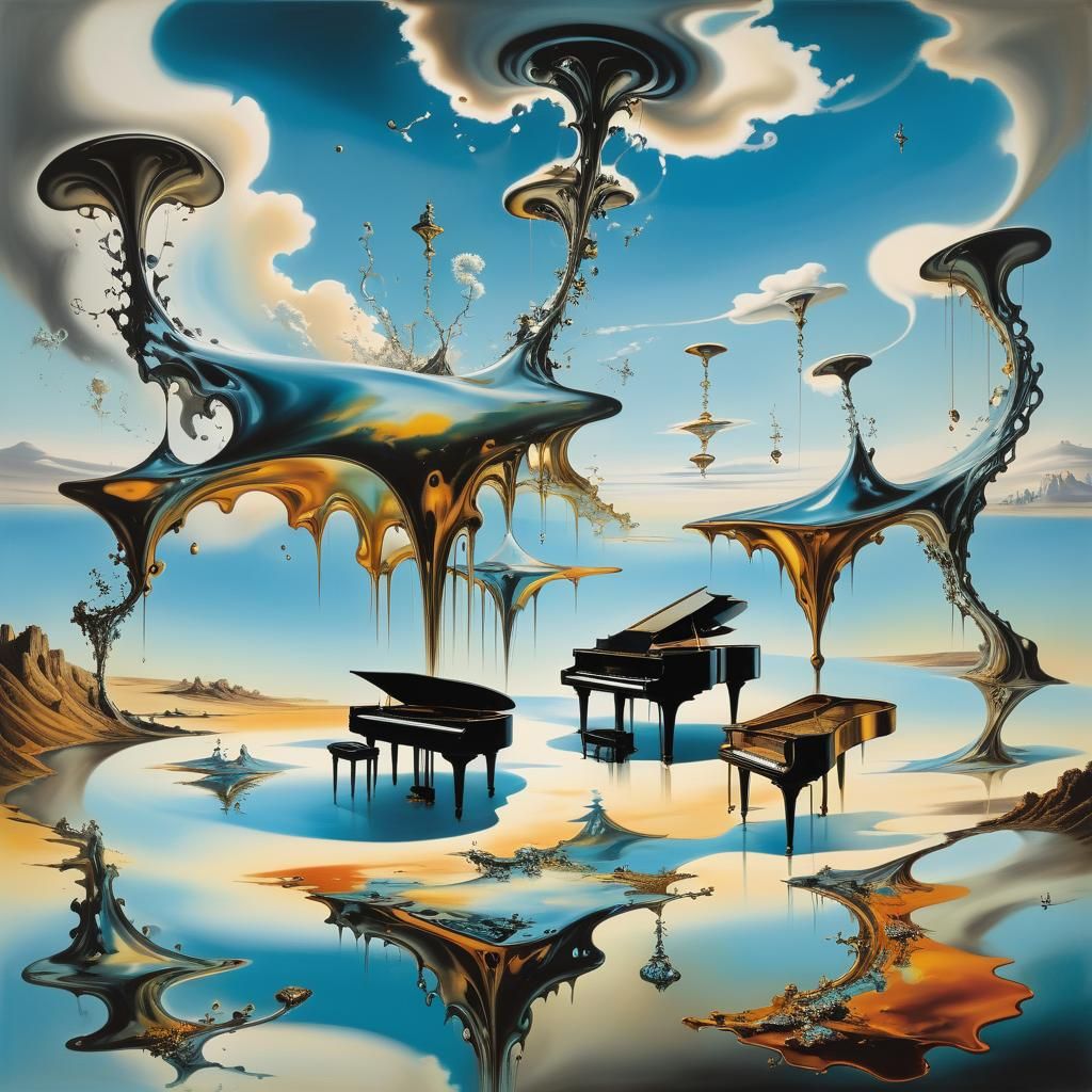 Surreal Landscape with Melting Piano, Dali Style