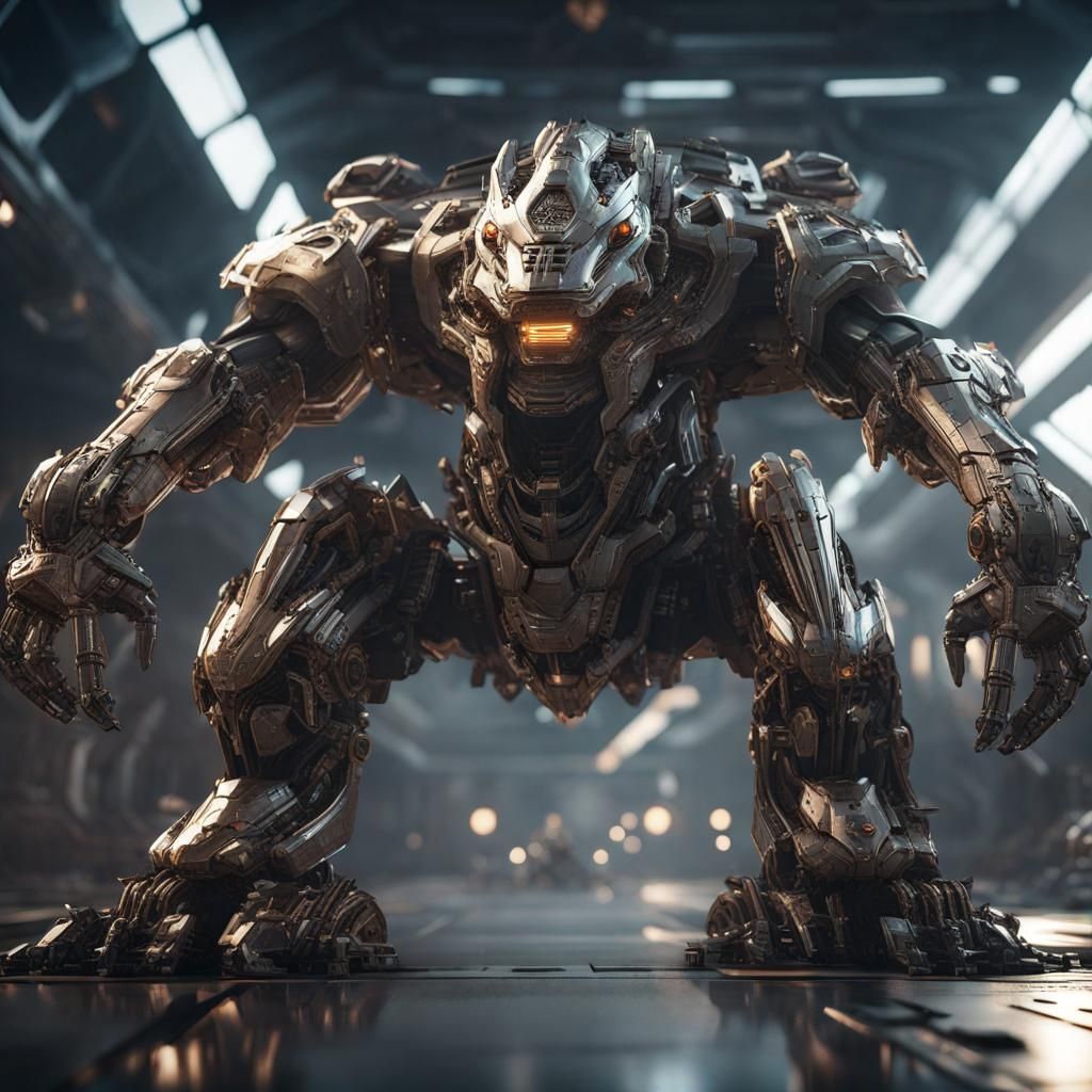 Minotaur Battles Kaiju with Sci-Fi Mech Details