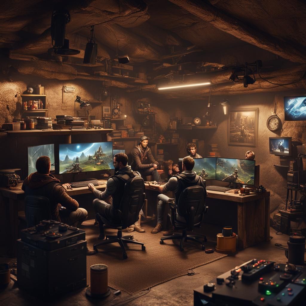 Gaming Friends Hangout in Detailed Matte Painting
