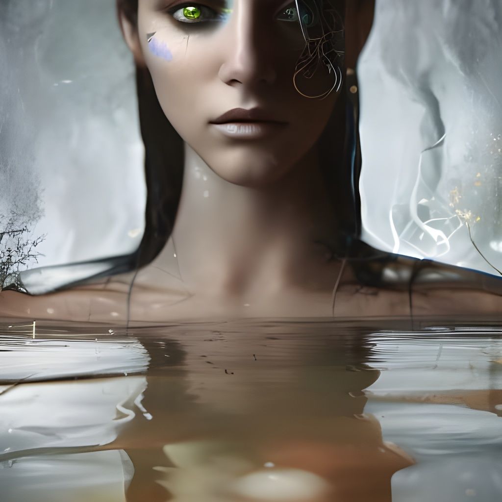 Ethereal Woman in Water: Surreal Dreamlike Photograph