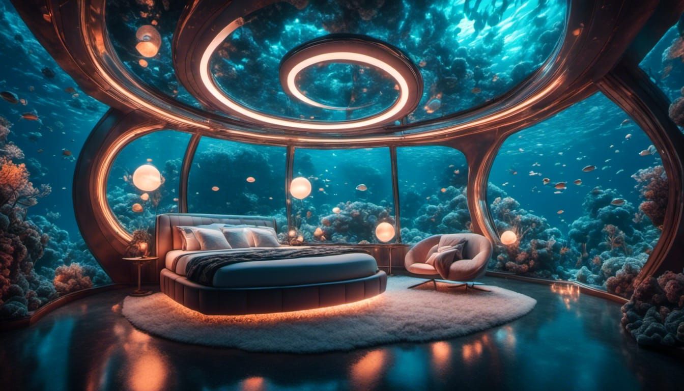 Underwater Habitation Pod in Retrofuturism Style