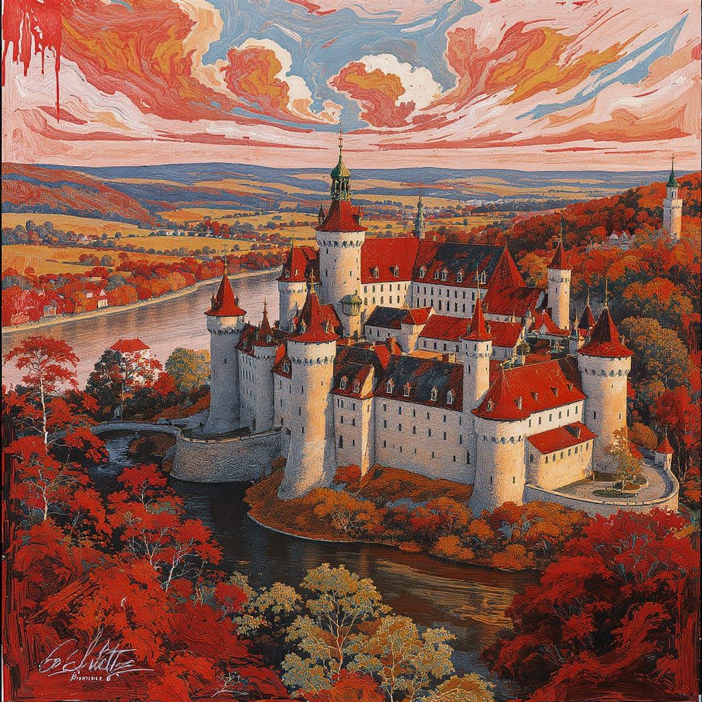 Eltz Castle: Impasto Gouache in New Realism Style