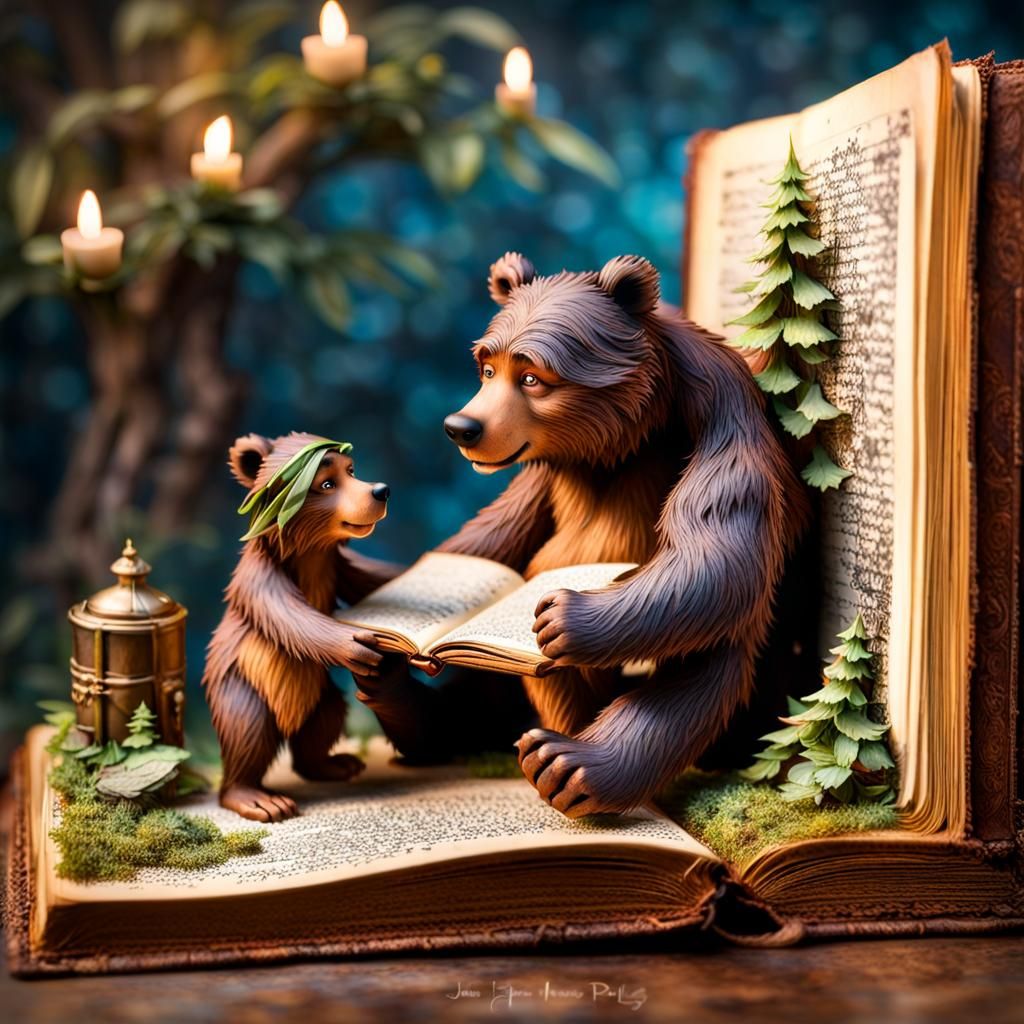 Mowgli and Baloo Dancing from Antique Book