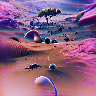Surreal Alien Landscape with Strange Rock Formations