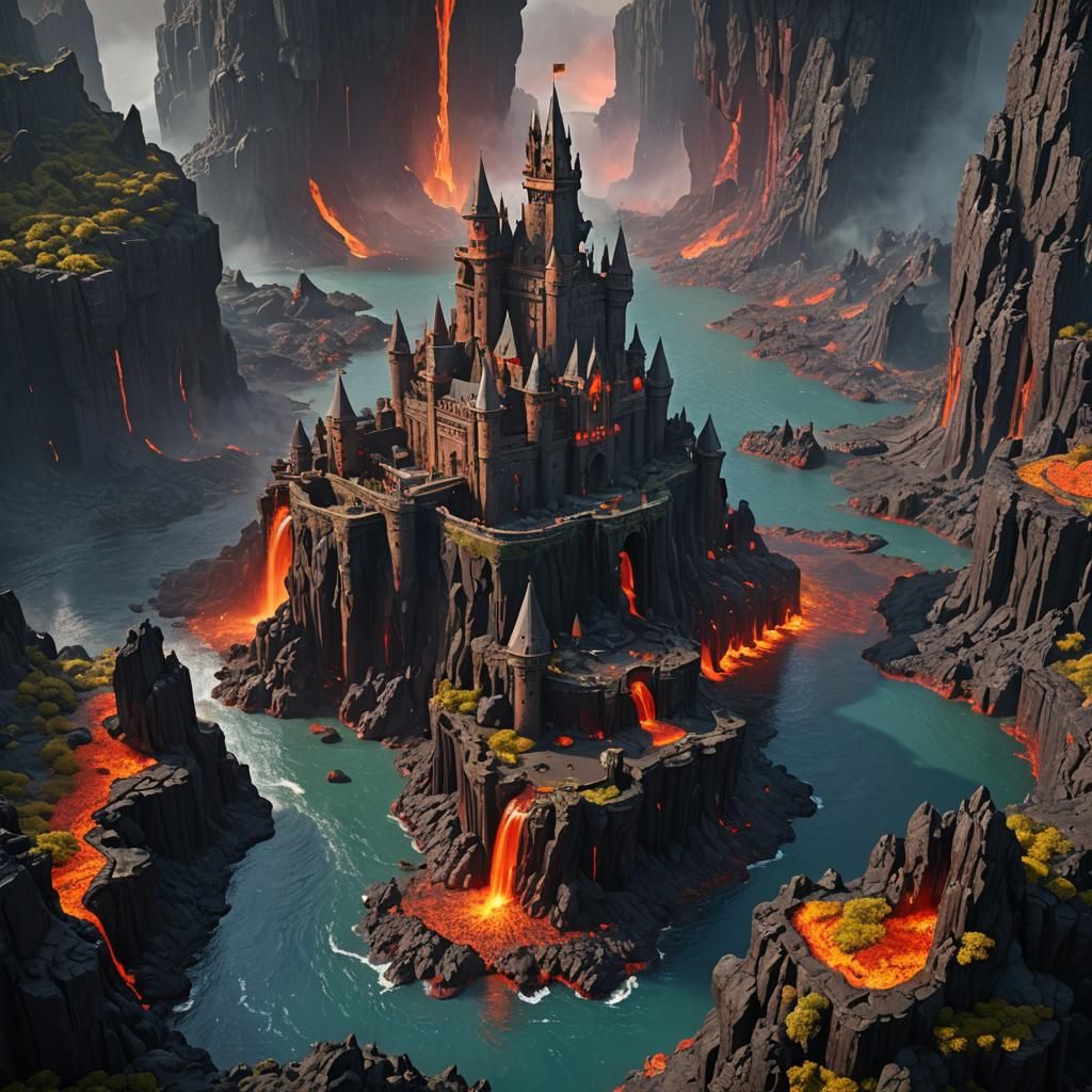 Lava Castle Island: Fantasy Concept Art