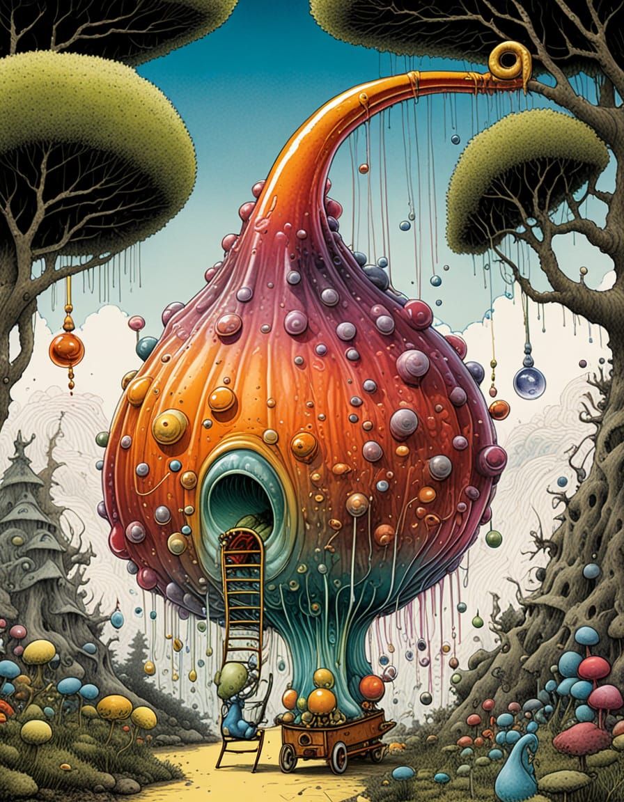 Surreal Jelly Blob Trombone Player in Detailed Digital Art
