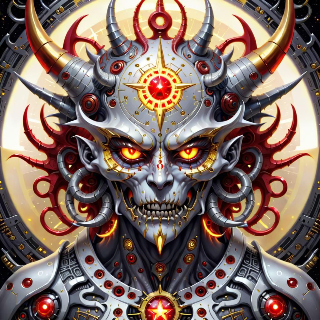 Star Demon with Glowing Circuitry: Fantasy Art