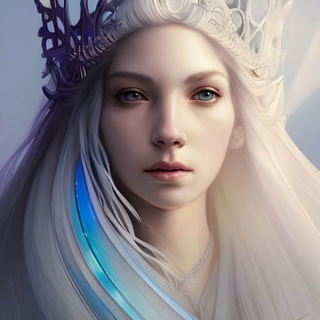 Detailed Portrait of an Ice Queen with Dog