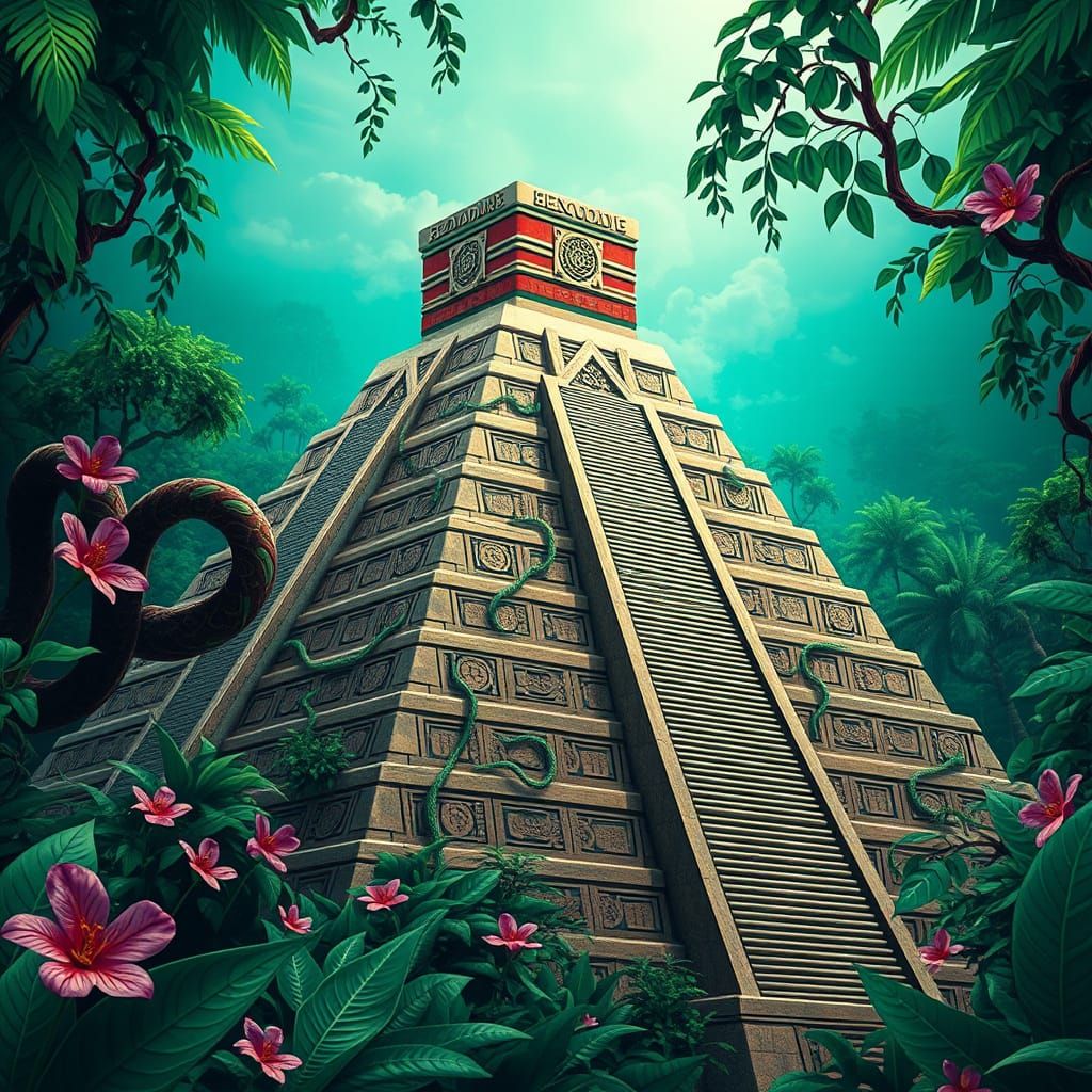 Ancient Aztec Pyramid Rises from Emerald Jungle