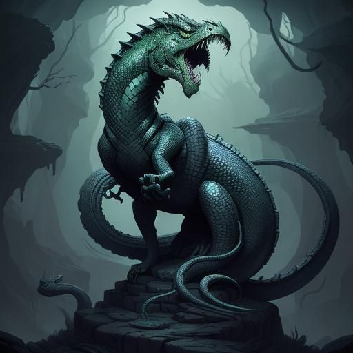 Serpentine Beauty in Dark Surrealism Style