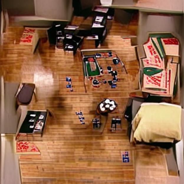 Messy Apartment Interior with Foosball Table