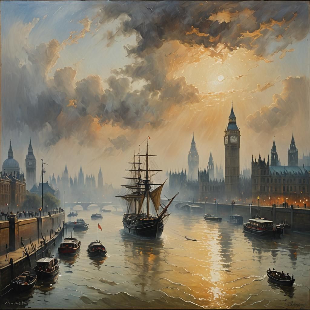Morning mist over the London Thames