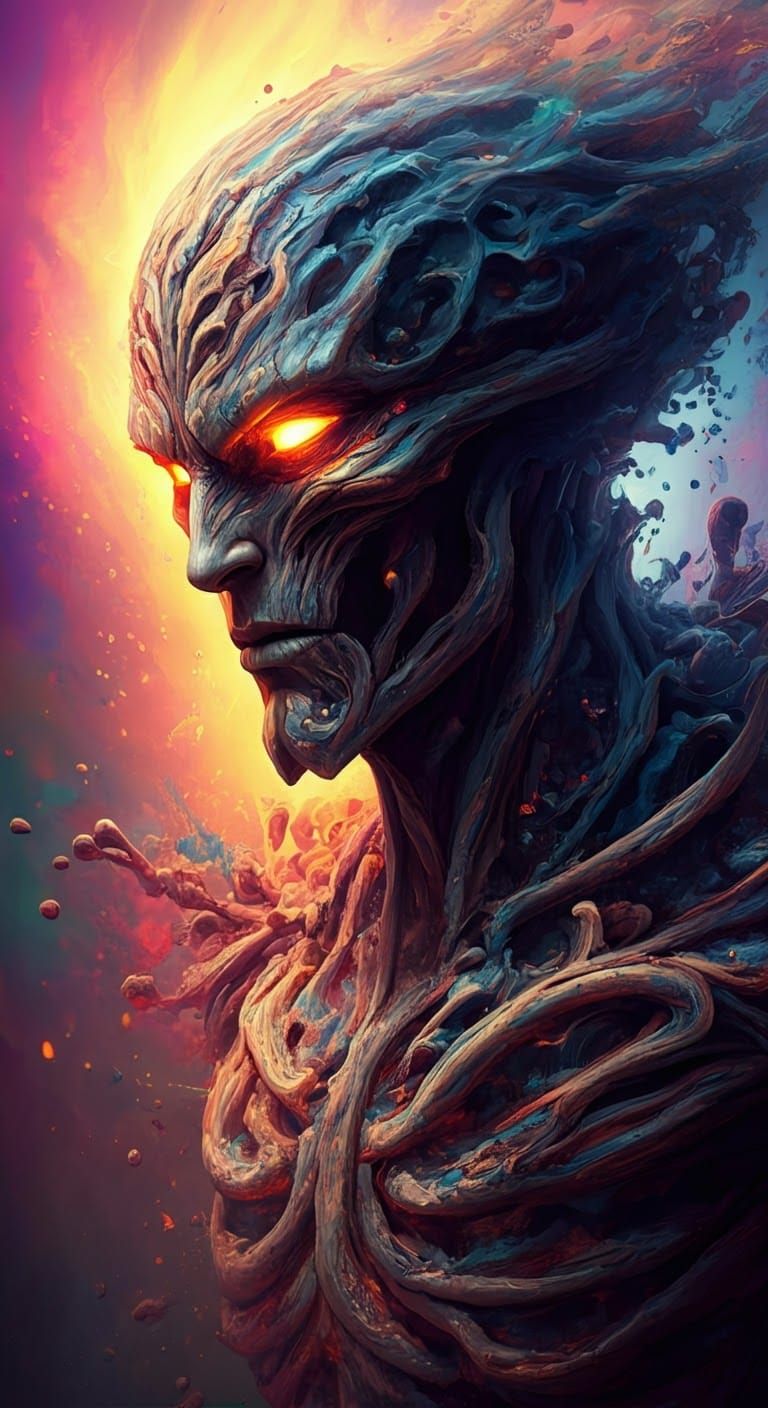 Chaotic Elemental Being in Hyperrealistic Concept Art