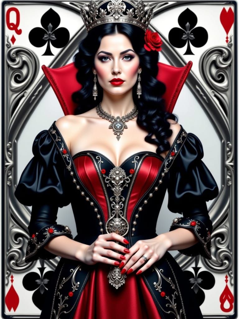 Queen of Spades Tarot Card in Gothic Style