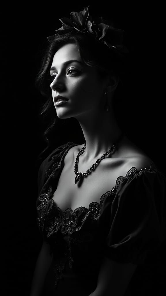 Surreal Lady Portrait in Chiaroscuro Style