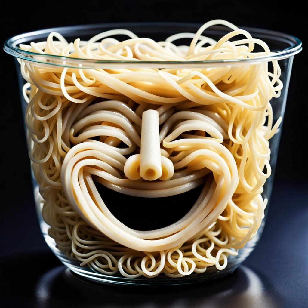 Smiling Noodle Faces with Glass Facets