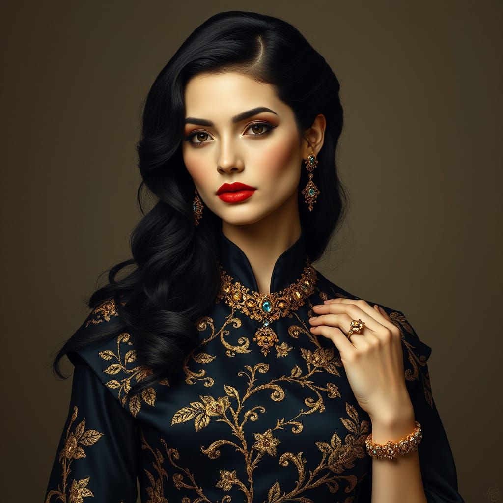 Elegant Aristocrat in High-Society Portrait