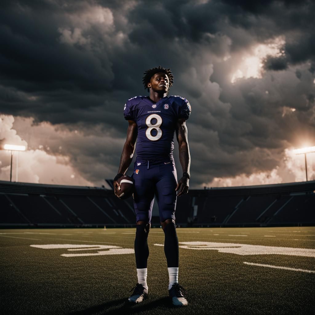 Cinematic Football Player in Golden Hour Light