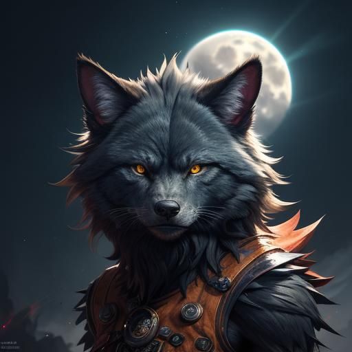 Teenage Werewolf Girl in Anime Art Style