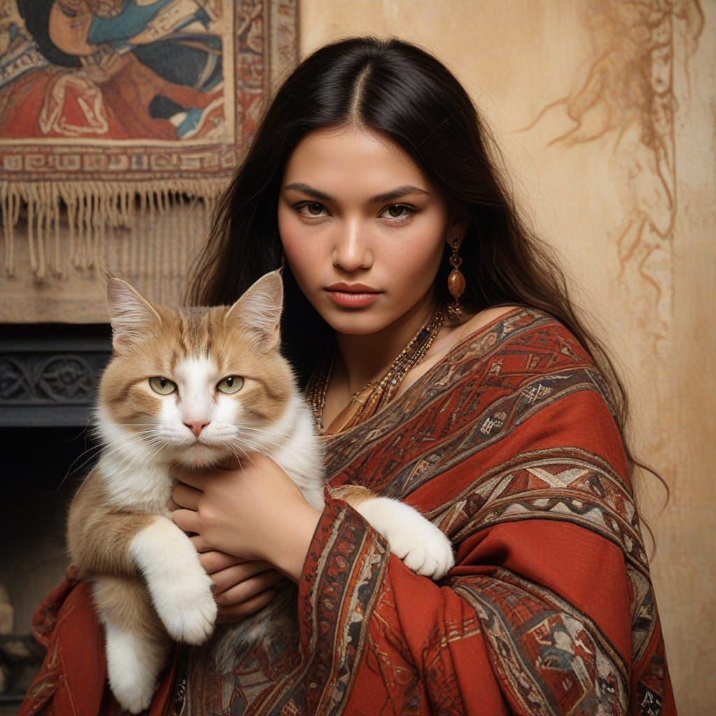 Dine Wise Woman and Cat