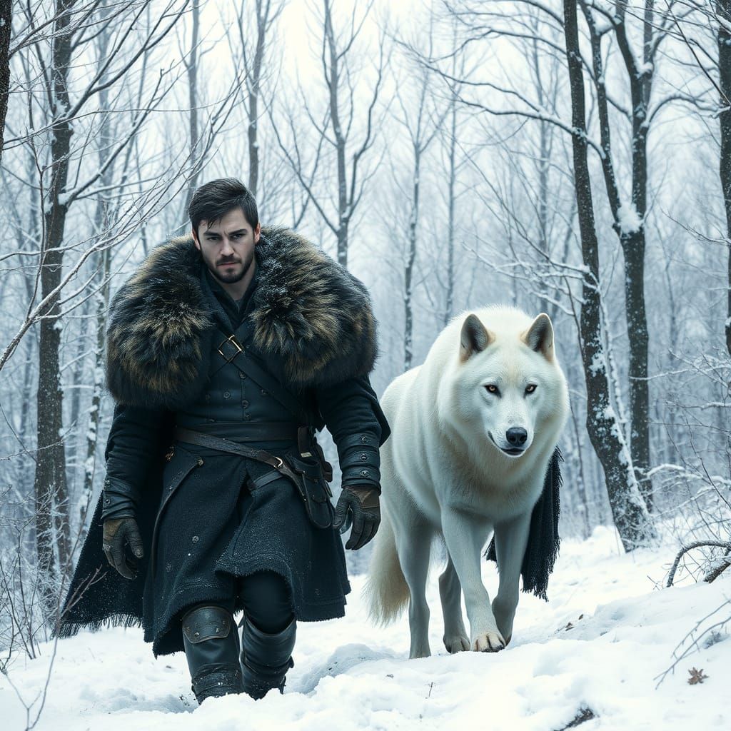 Vigilant Night's Watch Member Walks Through Snowy Forest wit...