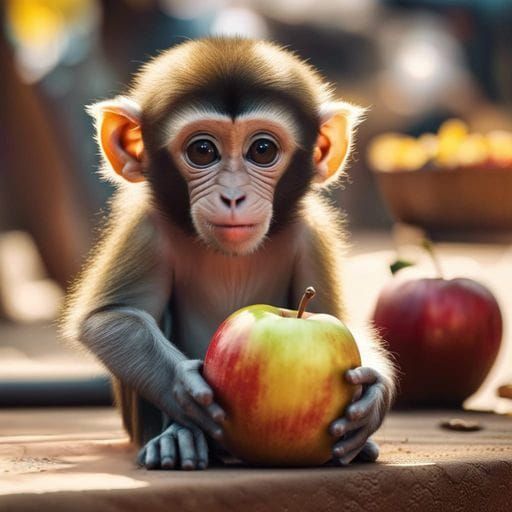 Baby Monkey at Indian Market: Photorealistic 8k
