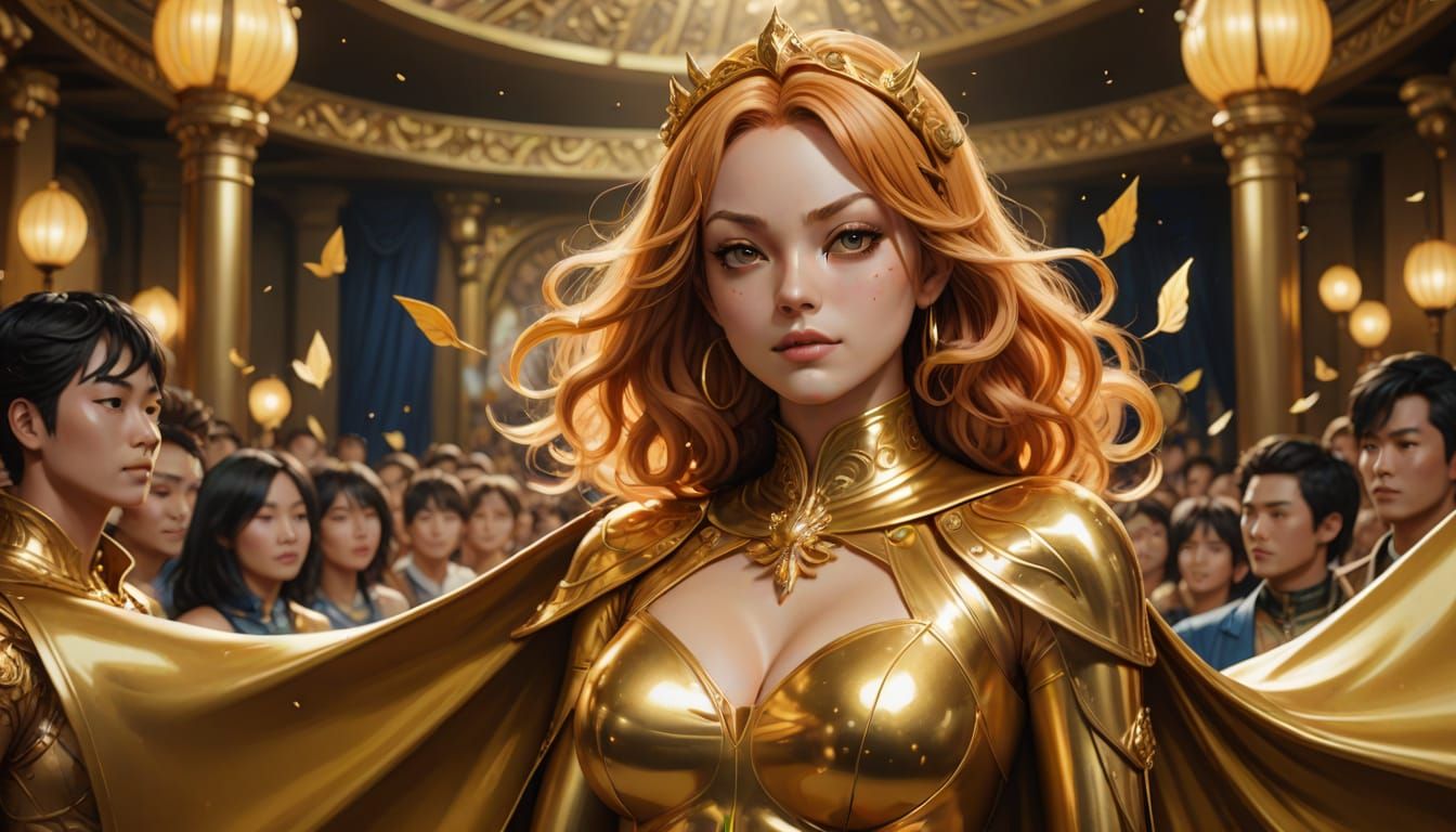 Anime-Inspired Fantasy Goddess Surrounded by Adoring Fans in...