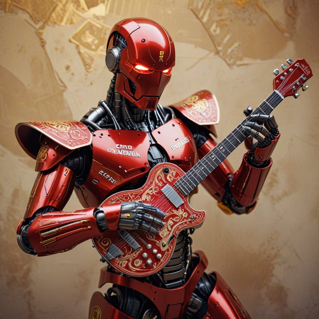 Robotic Spaniard Plays Guitar in Comic Book Style