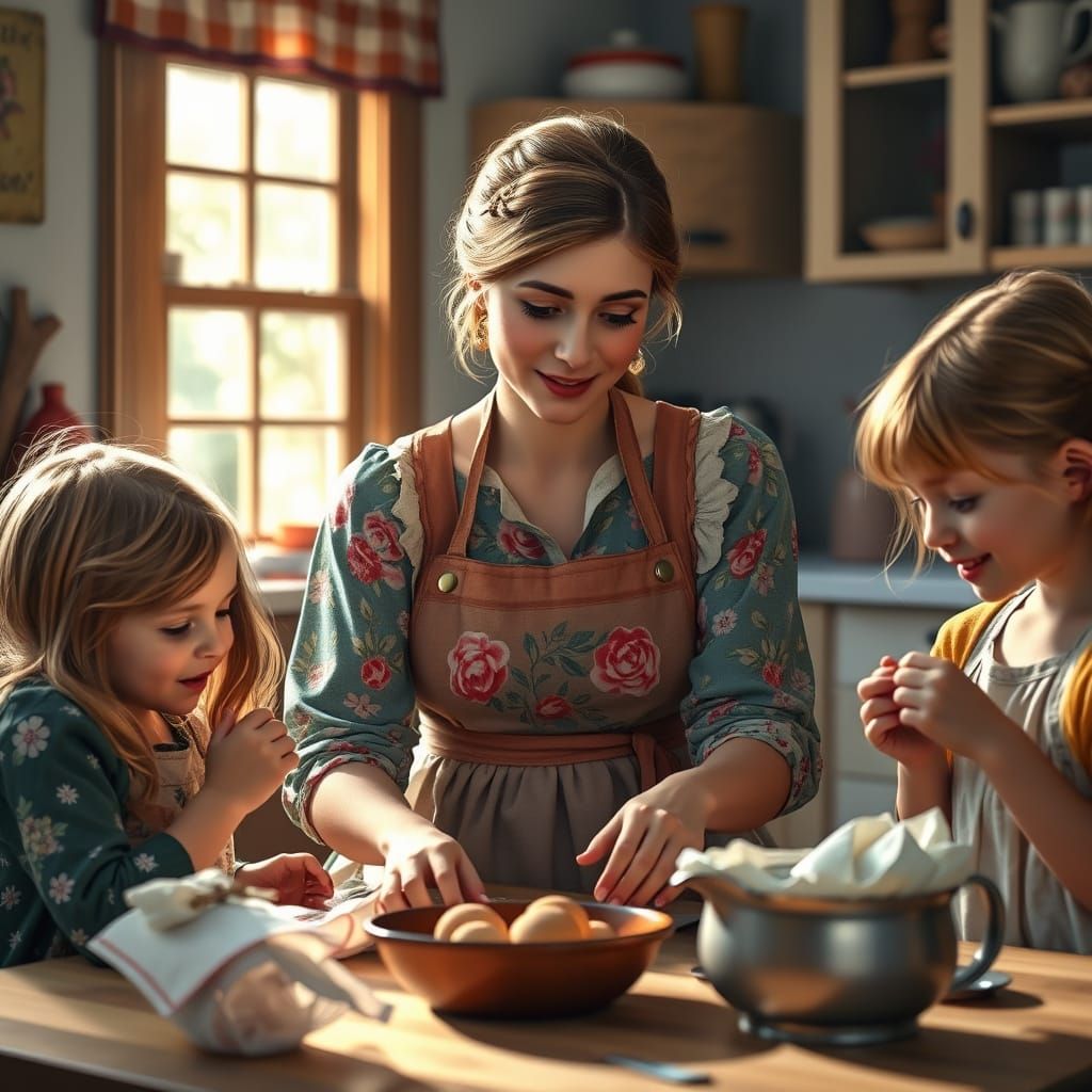 Maternal Devotion in a Cozy Domestic Scene