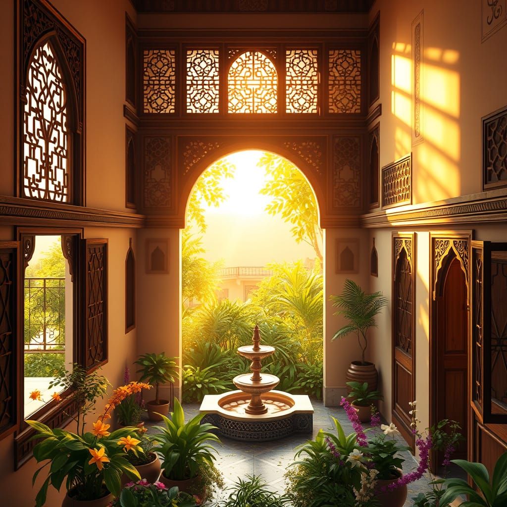 Warm Oasis in Traditional Arab House Interior
