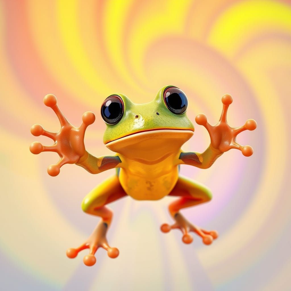 Surprised Frog in Pixar Style 3D Rendering