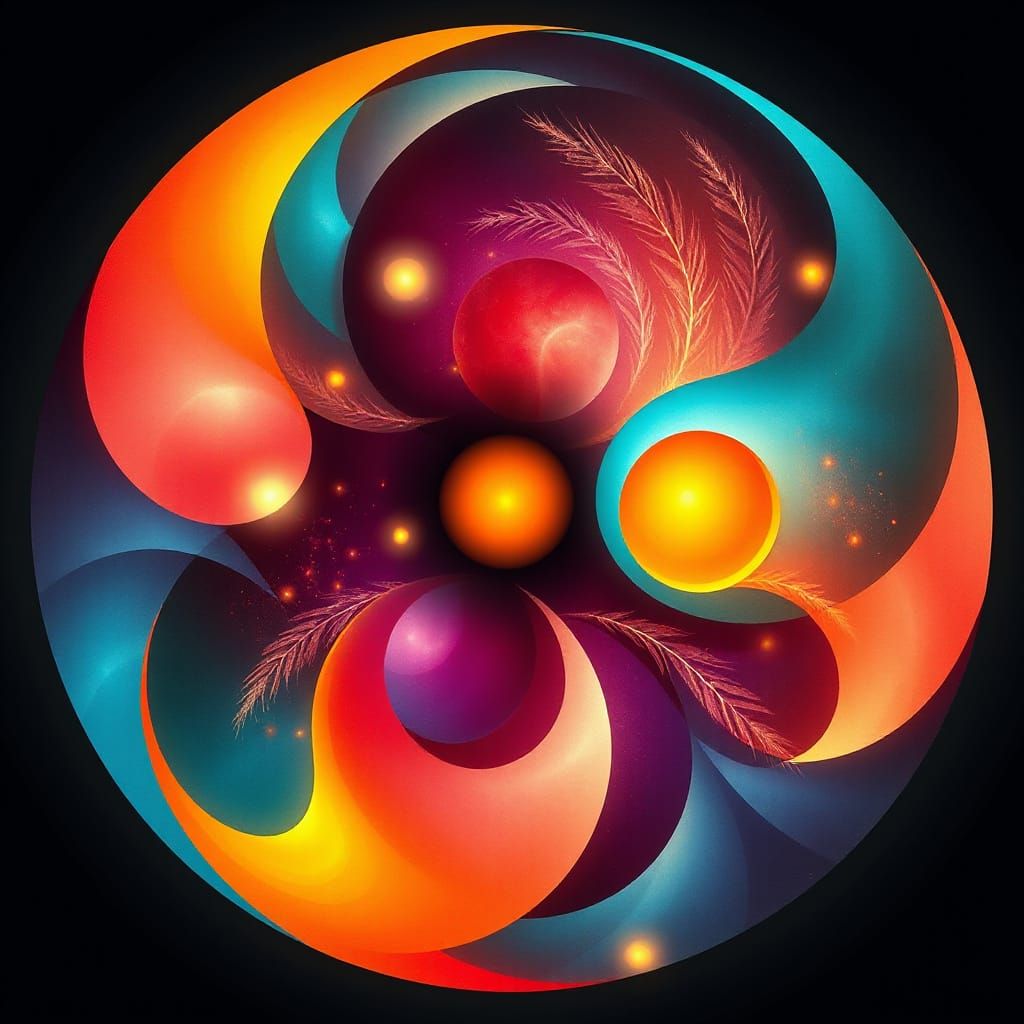 Golden Ratio Abstraction in Vibrant, Swirling Geometric Form...
