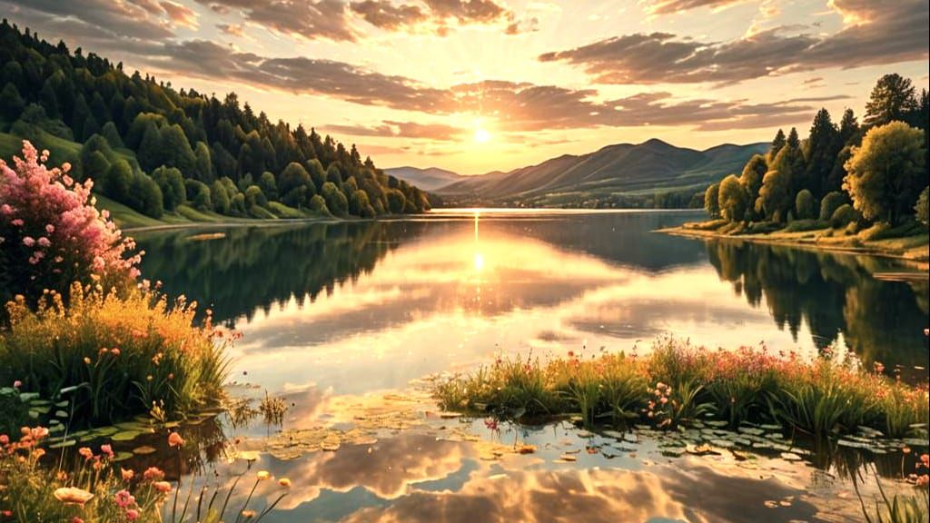 Calming Sunset Over a Beautiful Landscape