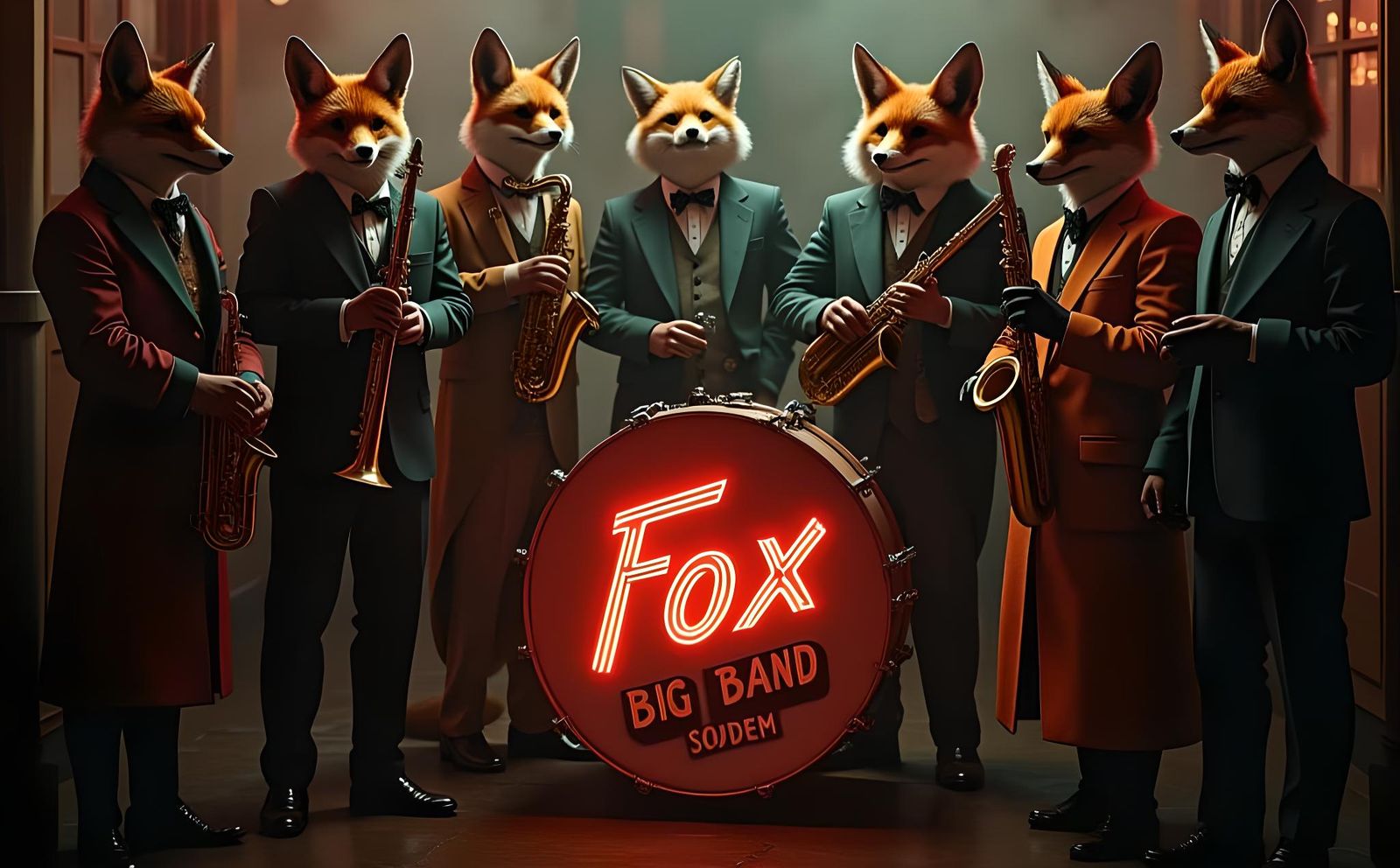 Fox Jazz Band Album Cover in Film Noir Style