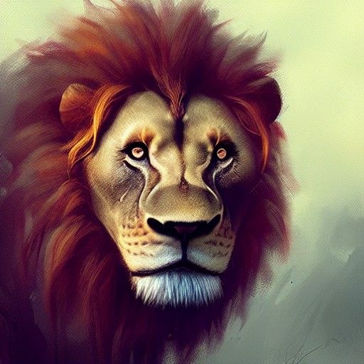 Plant Lion Face in Digital Painting Style