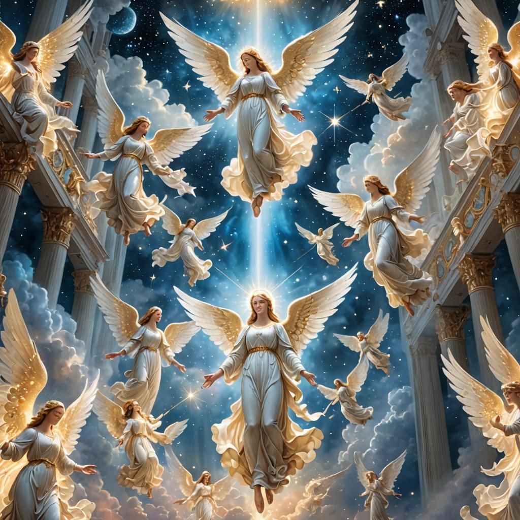 Ethereal Realm: Celestial Angels in Dreamscape