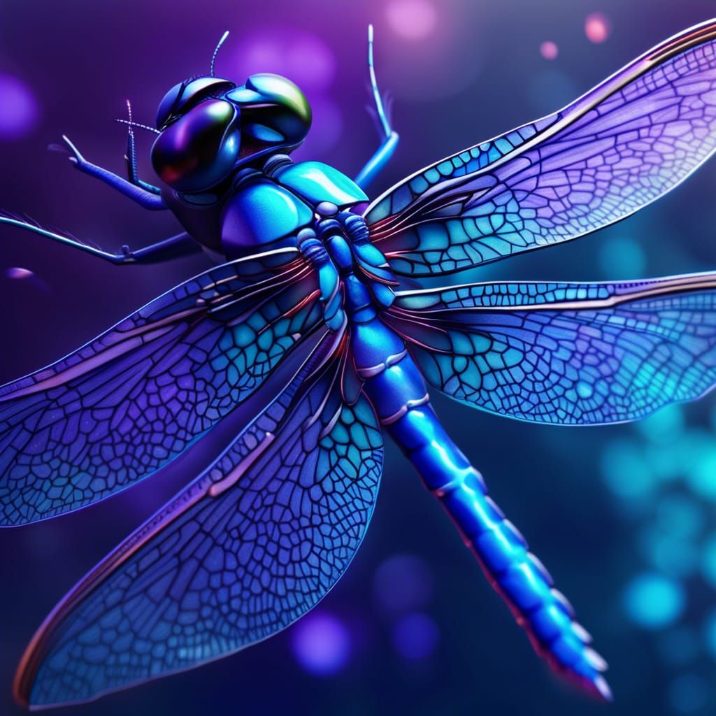 Beautiful blue dragonfly with purple accents& shimmery vibes& ethereal vibes& magical vibes& fantasy vibes