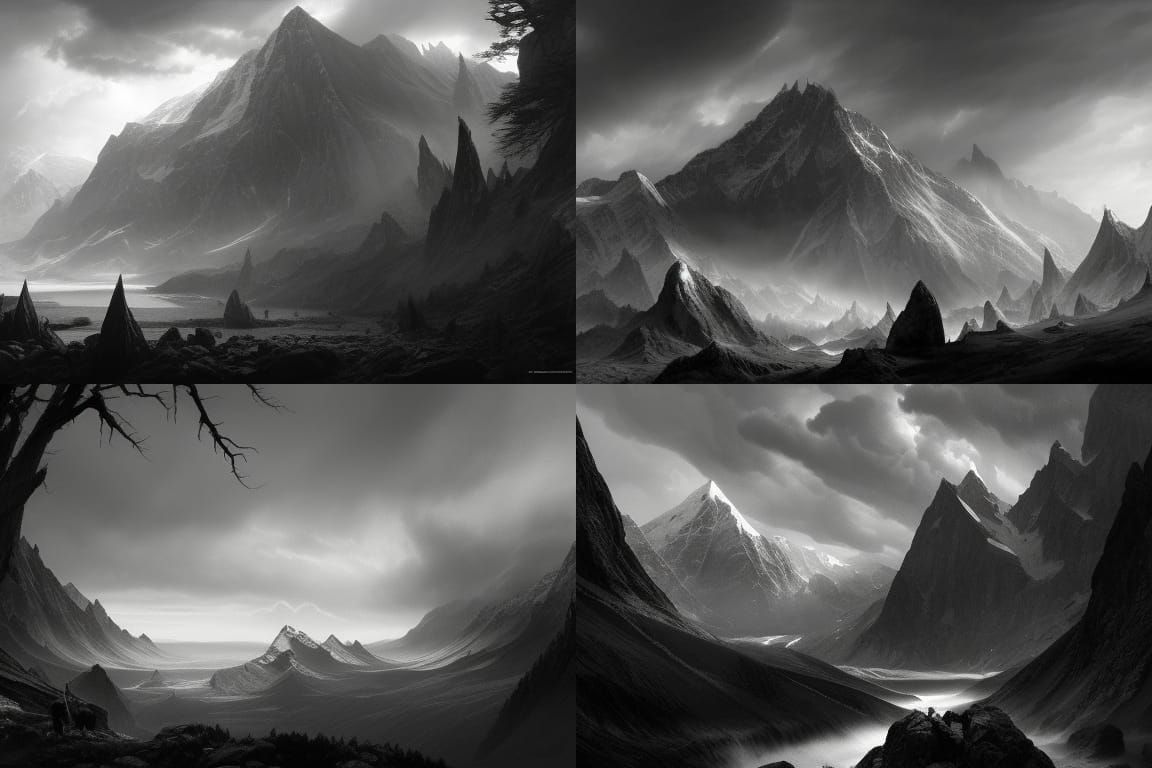 Monochromatic Mountains Inspired by Lord of the Rings