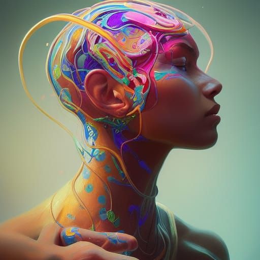 Colorful Neurological Portrait in Detailed Digital Art
