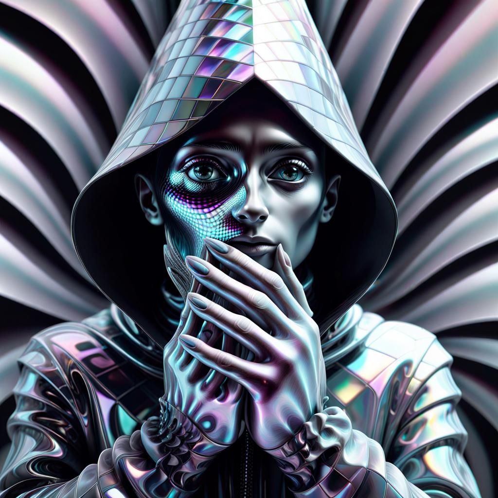 Fractal Hooded Figure Emerges from Checkered Vortex