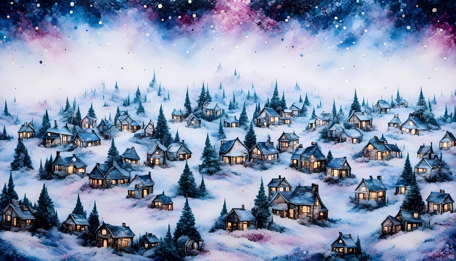 Cosmic Miniature World in Pointillist Pixel Art